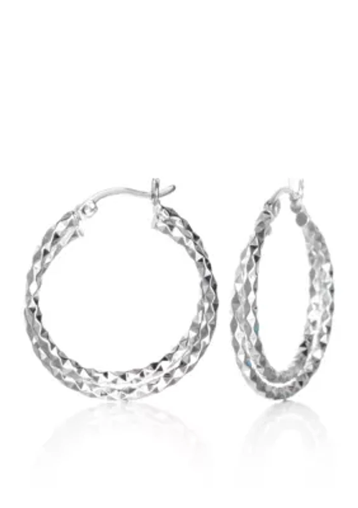 Double Twist Hoop Earrings in Sterling Silver