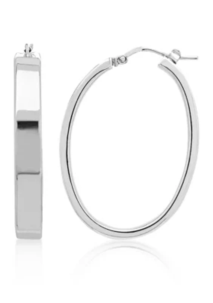 Sterling Silver Oval Hoop Earrings