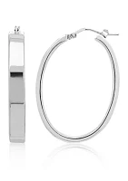 Sterling Silver Oval Hoop Earrings