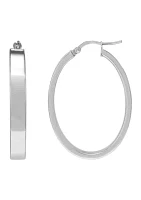 Sterling Silver Oval Hoop Earrings