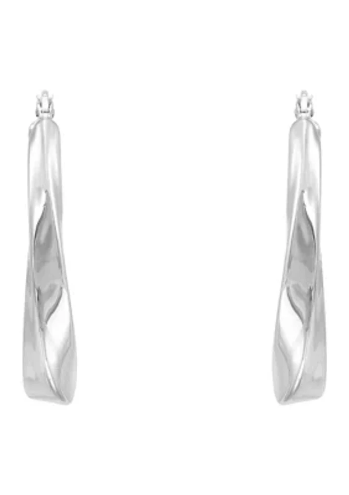 Electroform Twist Oval Large Hoop Earrings in Sterling Silver