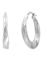 Electroform Twist Oval Large Hoop Earrings in Sterling Silver