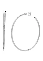 Polished Sterling Silver Diamond Cut Tube Hoop Earrings