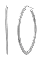 Graduated Oval Hoop Earrings in Sterling Silver