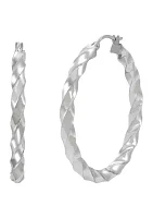 Twist Tube Hoop Earrings in Sterling Silver