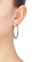 Twist Tube Hoop Earrings in Sterling Silver