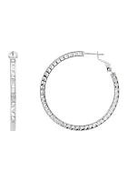 35 Millimeter Hollow Round Hoop Earrings in Sterling Silver 