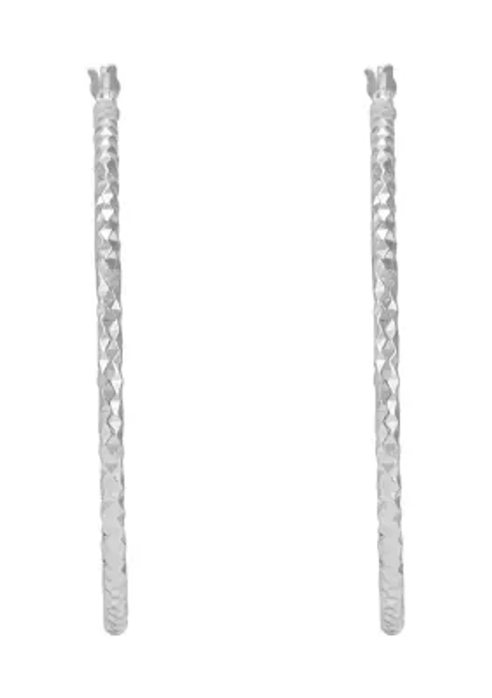 40 Millimeter Round Tube Hoop Earrings in Sterling Silver