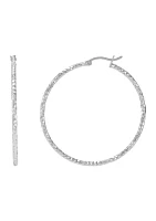 40 Millimeter Round Tube Hoop Earrings in Sterling Silver