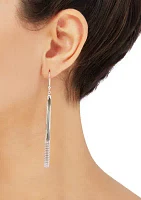 Multi Row Snake Chain and Bead Drop Tassel Earrings in Sterling Silver