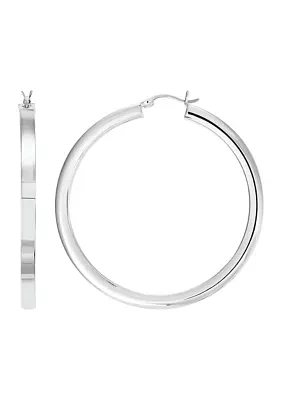 4 mm x mm Square Tube Round Hoop Earrings in Sterling Silver