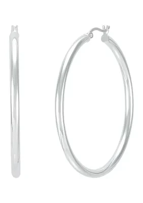 Tube Hoop Earrings in Sterling Silver