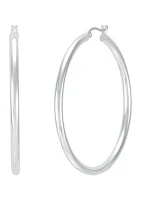 Tube Hoop Earrings in Sterling Silver