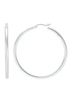 Tube Hoop Earrings in Sterling Silver