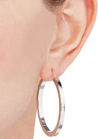 Square Tube Hoop Earrings in Sterling Silver