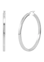 Square Tube Hoop Earrings in Sterling Silver