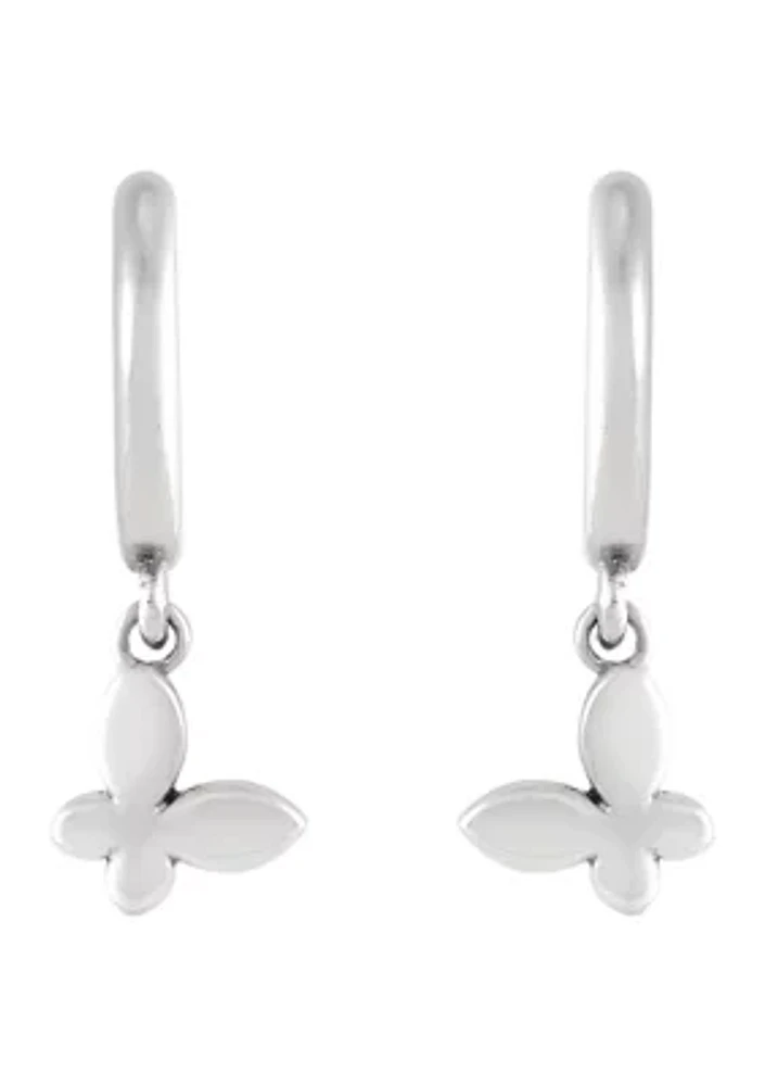 Butterfly J Hoop Earrings in Sterling Silver