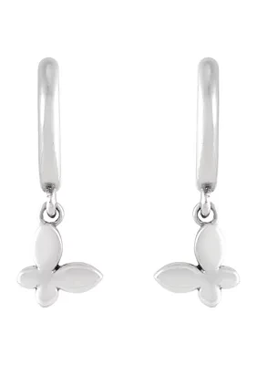 Butterfly J Hoop Earrings in Sterling Silver