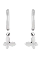 Butterfly J Hoop Earrings in Sterling Silver