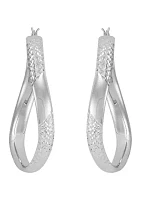 Twisted Oval Hoop Earrings in Sterling Silver