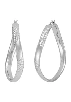 Twisted Oval Hoop Earrings in Sterling Silver