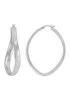 Twisted Oval Hoop Earrings in Sterling Silver