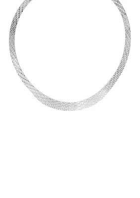 Solid Flat Graduated Omega Necklace in Sterling Silver