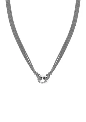 Multi Row Mesh Love Knot Necklace in Sterling Silver