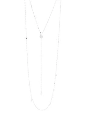 Graduated Disc Double Layer Lariat Necklace in Sterling Silver