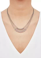 4 Row Beaded Layered Necklace in Sterling Silver