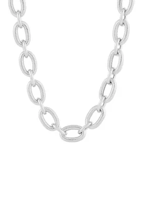 Hollow and Oval Links Necklace in Sterling Silver