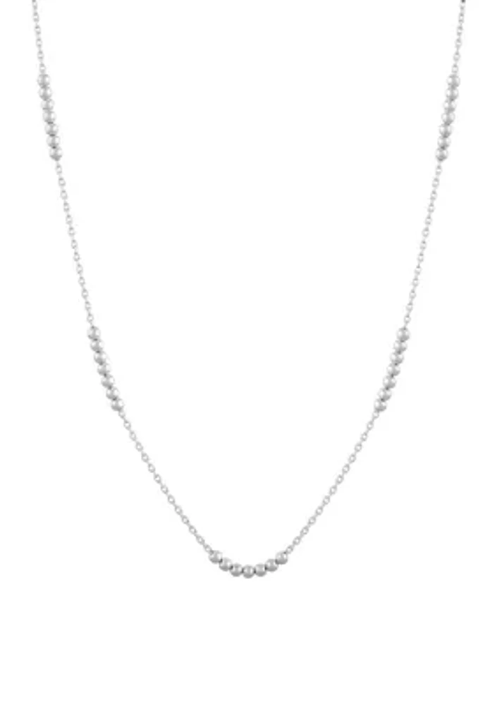 Solid Beads Station Necklace in Sterling Silver