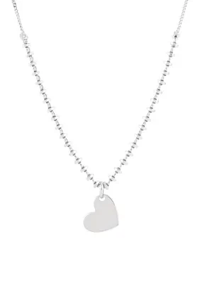 Beaded Heart Necklace in Sterling Silver