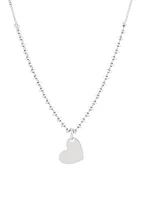 Beaded Heart Necklace in Sterling Silver