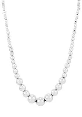 Graduated Hollow Beads Necklace in Sterling Silver 