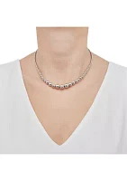 Graduated Hollow Beads Necklace in Sterling Silver 