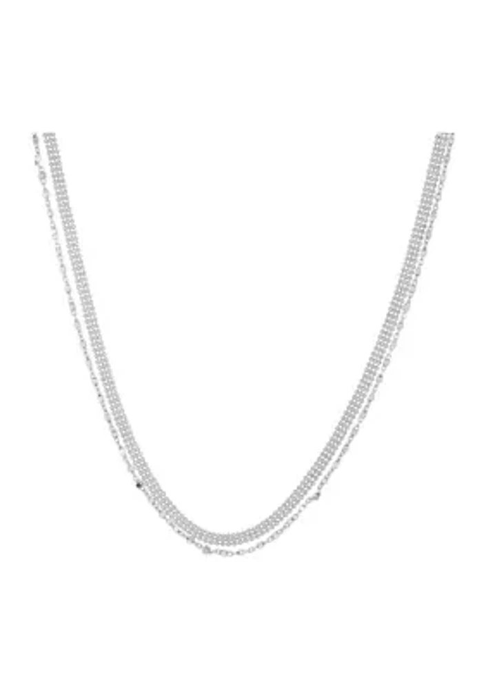 Multi Beads and Mirror Layered Necklace in Sterling Silver