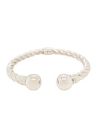 Twist Cuff/Beads Bangle in Sterling Silver