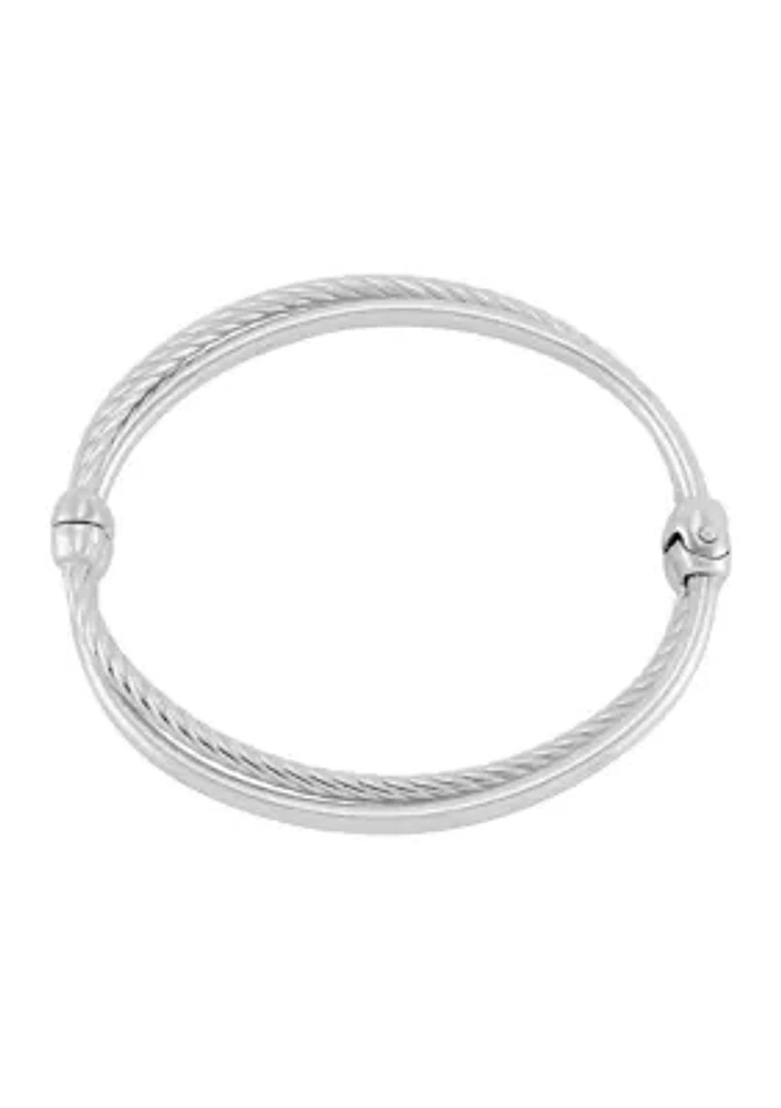 3 Millimeter Double Band Hinge Bangle in Sterling Silver