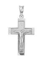 Gents Crucifix Cross Pendant in Sterling Silver