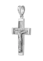 Gents Crucifix Cross Pendant in Sterling Silver