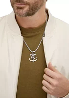 Large Gents Anchor with Jesus Pendant with 22" Rope Chain in Sterling Silver