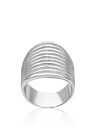 Sterling Silver Wide Ribbed Ring