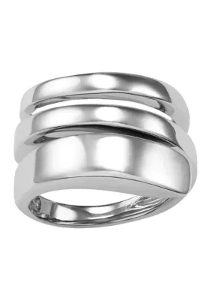 Sterling Silver Triple Bypass with Rhodium Ring 