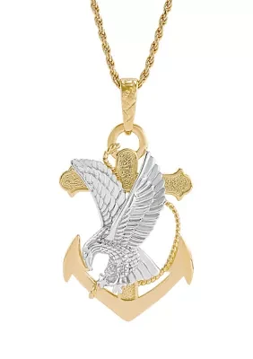 Anchor With Eagle Pendant with 22" Rope Chain in Sterling Silver