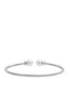 Sterling Silver Pearl Slip-On Bangle Bracelet