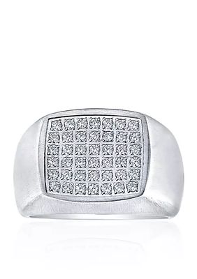 Polished Square Cubic Zirconia Ring in Stainless Steel
