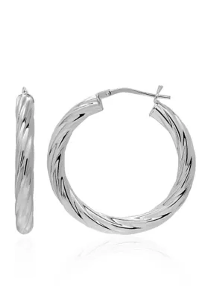 Twist Hoop Earrings in Sterling Silver