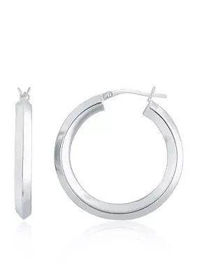 Edge Hoop Earrings in Sterling Silver