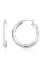 Edge Hoop Earrings in Sterling Silver